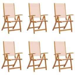 Berkfield Home Folding Garden Chairs 6 pcs Solid Wood Acacia & Textilene in Brown - thumbnail 1
