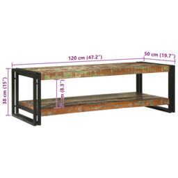 Berkfield Home Coffee Table Multicolour 120x50x38 cm Solid Wood Reclaimed in Brown - Size: 120 x 50 x 38 cm - thumbnail 9