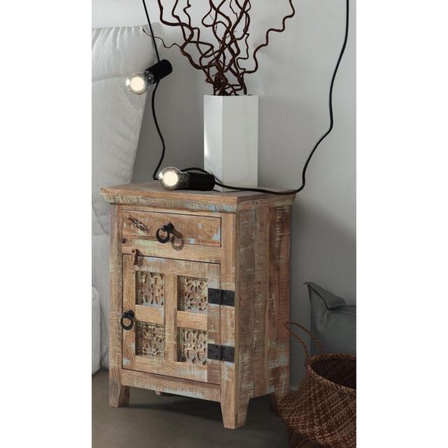 Jaipur Furniture Ltd Arrival Bedside Table Right (ARA-208-R) - Mango Wood - L33 x W51 x H71 cm - Distress Finish in Brown - image 1