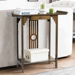ERGOVEXA Console Table Hallway Entryway Side Table Accent Storage Shelf in Brown - thumbnail 4