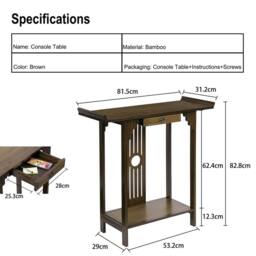 ERGOVEXA Console Table Hallway Entryway Side Table Accent Storage Shelf in Brown - thumbnail 2