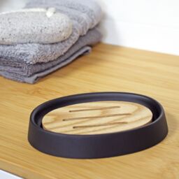Showerdrape Sonata Black & Bamboo Soap Dish - thumbnail 1