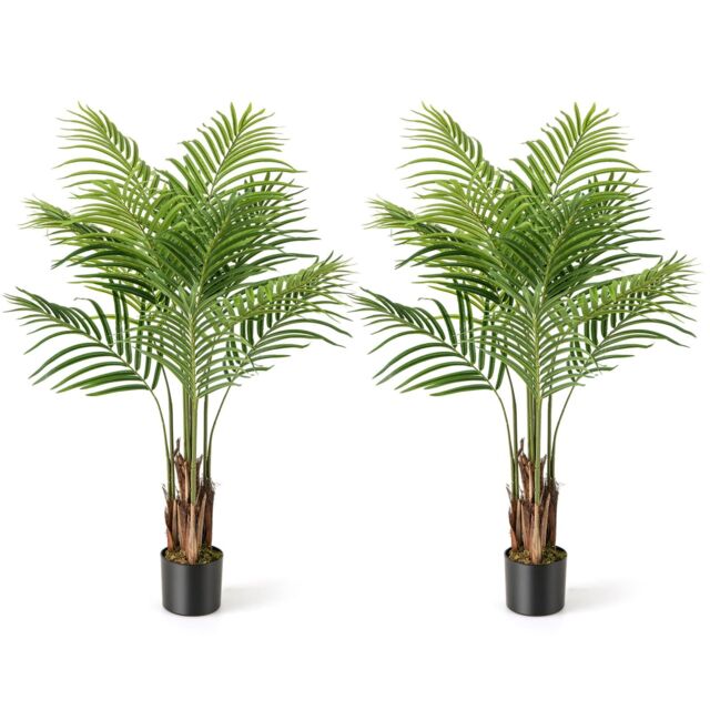 Gymax 128CM Tall Artificial Palm Paradise Plant 2 Pack Large Potted Tree in Green - image 1