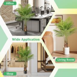 Gymax 128CM Tall Artificial Palm Paradise Plant 2 Pack Large Potted Tree in Green - thumbnail 8