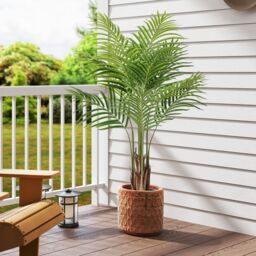 Gymax 128CM Tall Artificial Palm Paradise Plant 2 Pack Large Potted Tree in Green - thumbnail 6