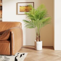 Gymax 128CM Tall Artificial Palm Paradise Plant 2 Pack Large Potted Tree in Green - thumbnail 5