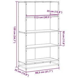 Berkfield Home Bookcase Sonoma Oak 80.5x35x139 cm Engineered Wood in Brown - thumbnail 9