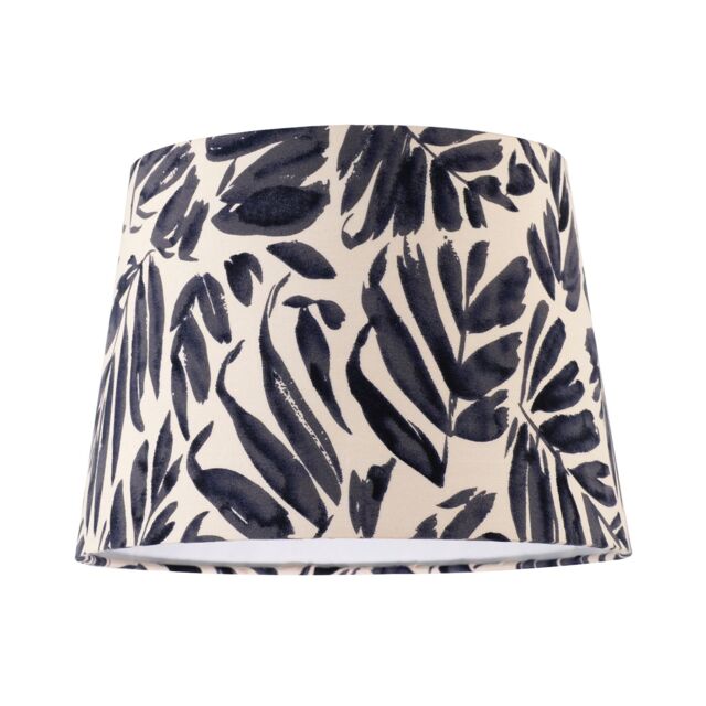 Happy Homewares Midnight Blue Palm Leaf Themed 25cm Drum Lampshade with Fabric Lining - Size: 10 inches - image 1