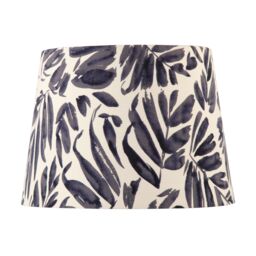Happy Homewares Midnight Blue Palm Leaf Themed 25cm Drum Lampshade with Fabric Lining - Size: 10 inches - thumbnail 3