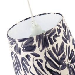 Happy Homewares Midnight Blue Palm Leaf Themed 25cm Drum Lampshade with Fabric Lining - Size: 10 inches - thumbnail 4