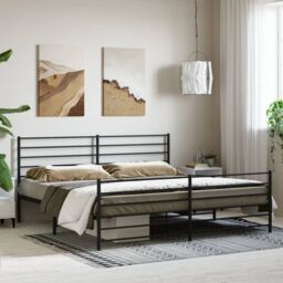 Berkfield Home Metal Bed Frame with Headboard & Footboard Black 193x203 cm - thumbnail 3