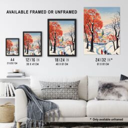 Artery8 Wall Art Print Sunny Winter Day Village Countryside Road Framed Picture in White - Size: A4 - thumbnail 3