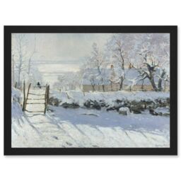 Artery8 Claude Monet Magpie Old Master Art A4 Artwork Framed Wall Art Print in Black - thumbnail 1