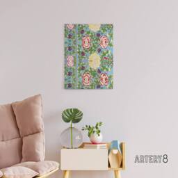 "Artery8 Owen Jones Colorful Floral Chinese Motif Pattern Canvas Wall Art Print - Size: W12"" x H16""" - thumbnail 3
