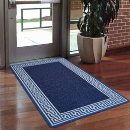 Smart Living Greekey Heavy Duty Machine Washable Hallway Kitchen Non Slip Door Mat in Blue - Size: 50 cm x 80 cm - thumbnail 3