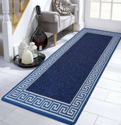 Smart Living Greekey Heavy Duty Machine Washable Hallway Kitchen Non Slip Door Mat in Blue - Size: 50 cm x 80 cm - thumbnail 2