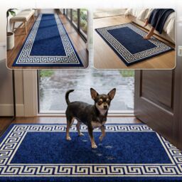 Smart Living Greekey Heavy Duty Machine Washable Hallway Kitchen Non Slip Door Mat in Blue - Size: 50 cm x 80 cm - thumbnail 6