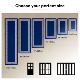 Smart Living Greekey Heavy Duty Machine Washable Hallway Kitchen Non Slip Door Mat in Blue - Size: 50 cm x 80 cm - thumbnail 8