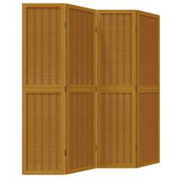 Berkfield Home Room Divider 4 Panels Brown Solid Wood Paulownia - thumbnail 2