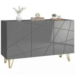 HOMCOM Storage Cabinet, Sideboard with Adjustable Shelves, High Gloss Grey - thumbnail 2