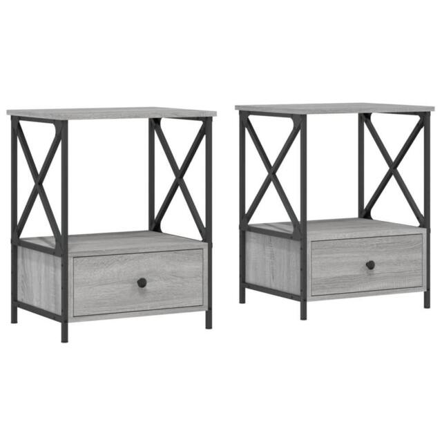 Berkfield Home Bedside Tables 2 pcs Grey Sonoma 50x41x65 cm Engineered Wood - Size: 50 x 41 x 65 cm - image 1