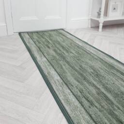 runrug Hallway Runner Rug - Non-Slip, Hardwearing, 5.4mm - 'Rama' in Green - Size: 100 cm x 360 cm - thumbnail 1