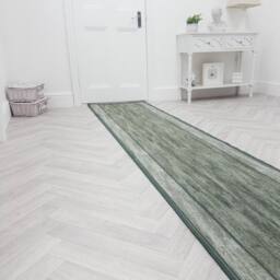 runrug Hallway Runner Rug - Non-Slip, Hardwearing, 5.4mm - 'Rama' in Green - Size: 100 cm x 360 cm - thumbnail 3