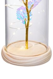 Living and Home Eternal Rose Flower in Glass Dome with Wooden Base & LED Lighting for Gift - thumbnail 7