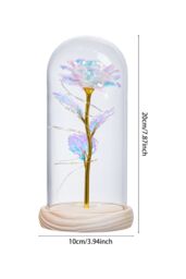 Living and Home Eternal Rose Flower in Glass Dome with Wooden Base & LED Lighting for Gift - thumbnail 4