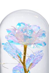 Living and Home Eternal Rose Flower in Glass Dome with Wooden Base & LED Lighting for Gift - thumbnail 5