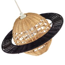Happy Homewares Saturn Planet Childrens Pendant Light Shade in Brown & Black Rattan - thumbnail 5