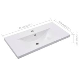 Berkfield Home Elegant Built-in Basin 81x39.5x18.5 cm Ceramic White - thumbnail 7