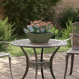 Berkfield Home Garden Bowl Planter Olive Green 35x35x15 cm Steel - Size: 35 x 35 x 15 cm