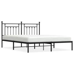 Berkfield Home Metal Bed Frame with Headboard Black 180x200 cm Super King - thumbnail 3