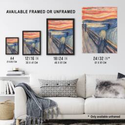 "Artery8 The Scream Iconic Painting Munch Vintage Wall Art Print Poster - Size: W24"" x H32""" - thumbnail 3