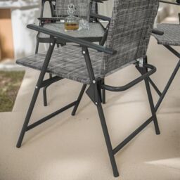 FURNOS Set of 4 Foldable Mesh Garden Bistro Furniture Set Grey - thumbnail 5