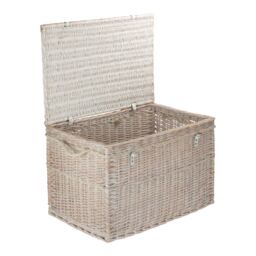 Red Hamper Wicker Large White Wash Finish Storage Basket in Off-White - thumbnail 4