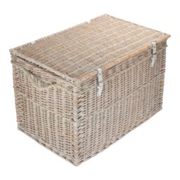 Red Hamper Wicker Large White Wash Finish Storage Basket in Off-White - thumbnail 2