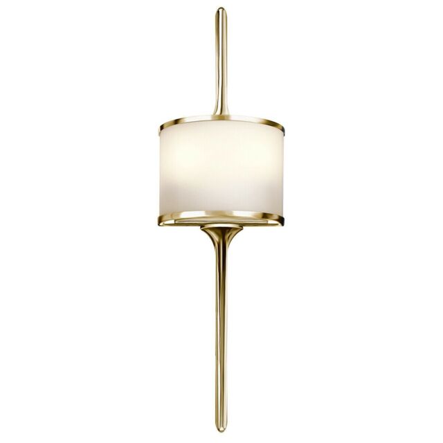 Loops IP44 Twin Wall Light Mid Way Integral Glass Shade Polished Brass LED G9 3.5W in Clear