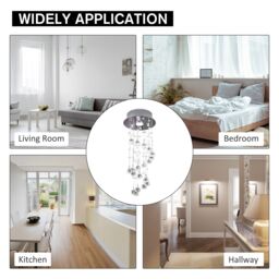 HOMCOM Crystal Ceiling Light Chandelier Lamp Shade Spiral Rain Drop Metal in Silver - thumbnail 4