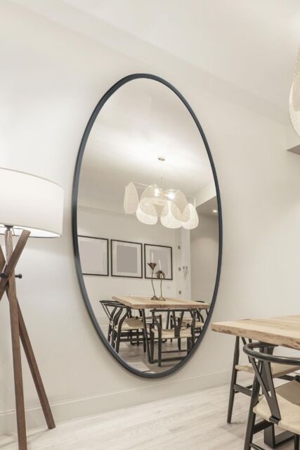 "MirrorOutlet Black Metal Framed Oval Wall Mirror 79"" X 44"" (200 x 112CM) - Size: 1 Pack" - image 1