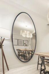 "MirrorOutlet Black Metal Framed Oval Wall Mirror 79"" X 44"" (200 x 112CM) - Size: 1 Pack" - thumbnail 2