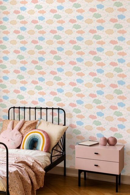 Hoopla Walls Fluffy Clouds 10m Matt Wallpaper in Pink - image 1