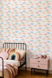 Hoopla Walls Fluffy Clouds 10m Matt Wallpaper in Pink - thumbnail 1