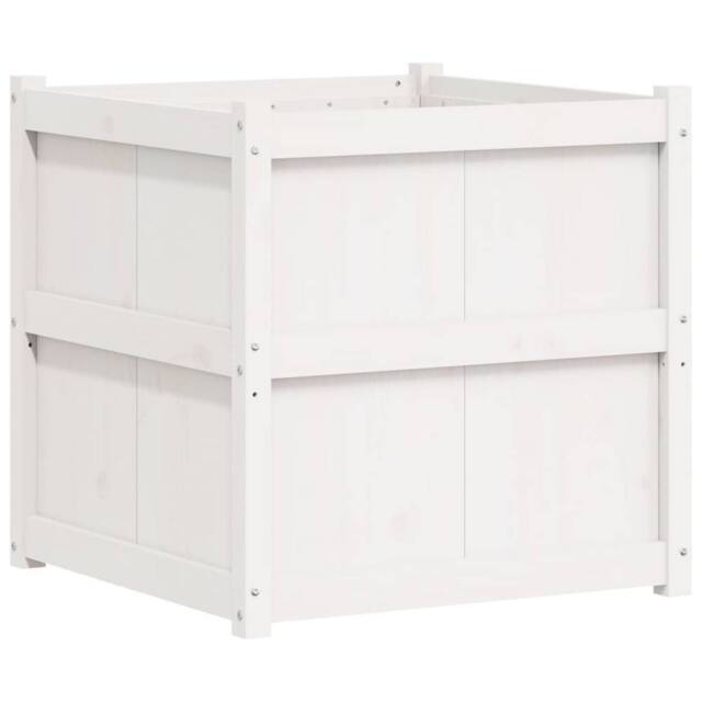 Berkfield Home Garden Planter White 70x70x70 cm Solid Wood Pine - Size: 70 x 70 x 70 cm - image 1