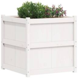 Berkfield Home Garden Planter White 70x70x70 cm Solid Wood Pine - Size: 70 x 70 x 70 cm - thumbnail 4