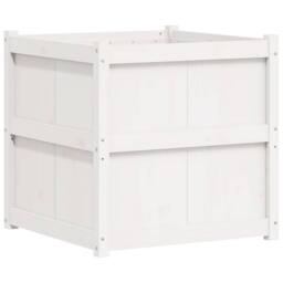 Berkfield Home Garden Planter White 70x70x70 cm Solid Wood Pine - Size: 70 x 70 x 70 cm