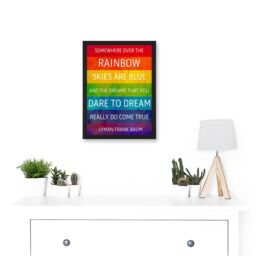 Artery8 Somewhere Over Rainbow Frank Baum Quote Typography A4 Artwork Framed Wall Art Print in Black - thumbnail 2
