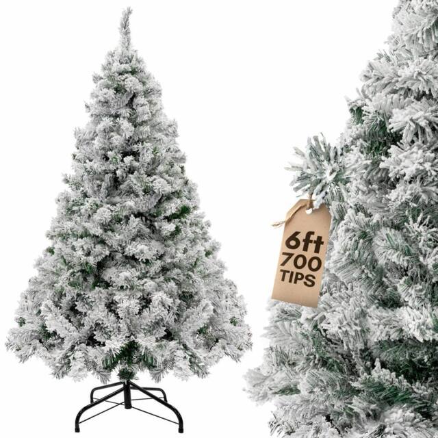 Pelle & Sol 6ft Snow Tipped Flocked Christmas Tree with Snowy 700 Tips in White - Size: 5ft - image 1