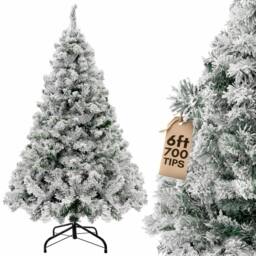Pelle & Sol 6ft Snow Tipped Flocked Christmas Tree with Snowy 700 Tips in White - Size: 5ft - thumbnail 1